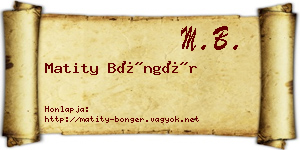 Matity Böngér névjegykártya